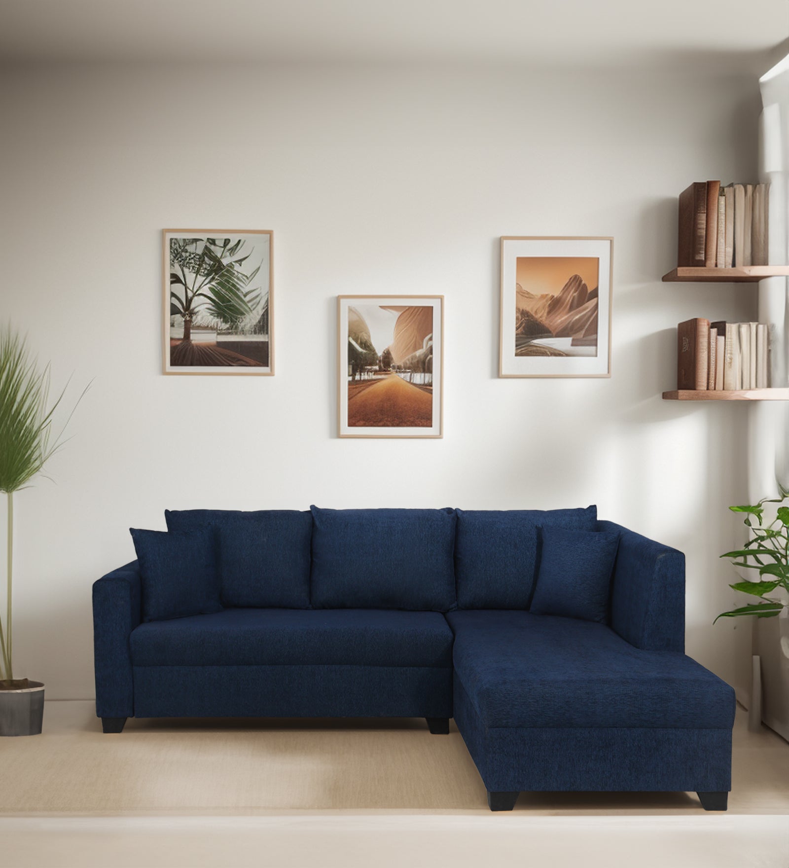 Fabric sofa arranged in an apartment living room