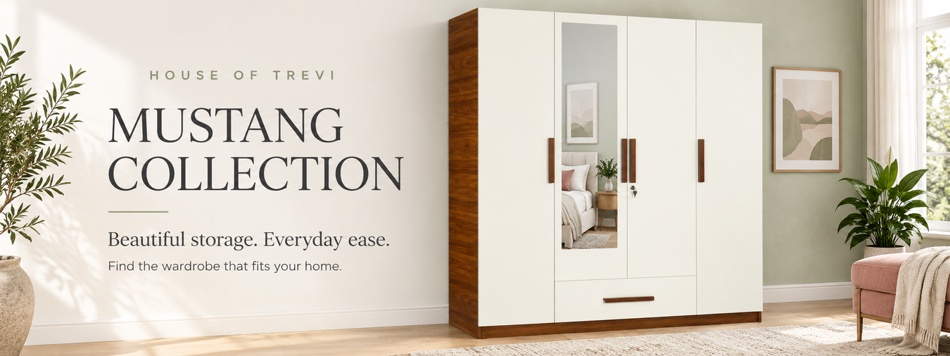 Mustang Collection – four-door mirrored wardrobe with drawer in a bright sage bedroom