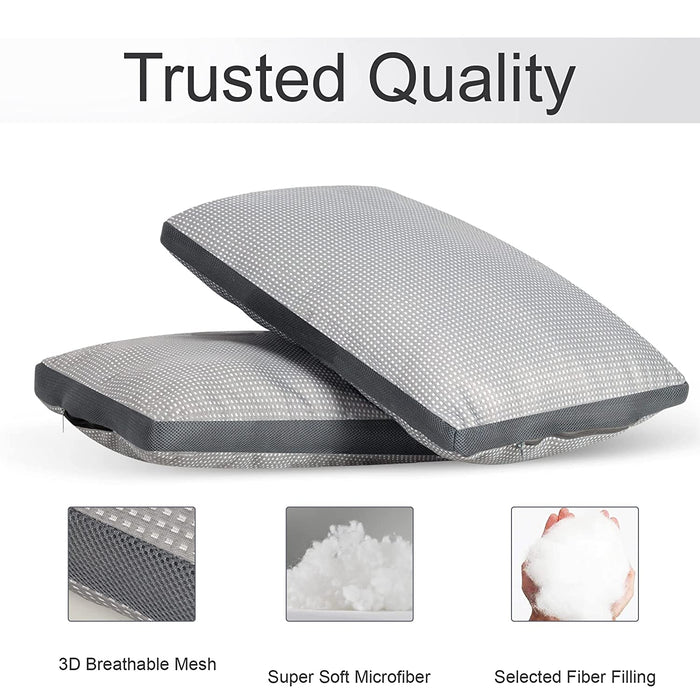 Premium knitted fabric sleeping pillow - pack of 2 (Grey)