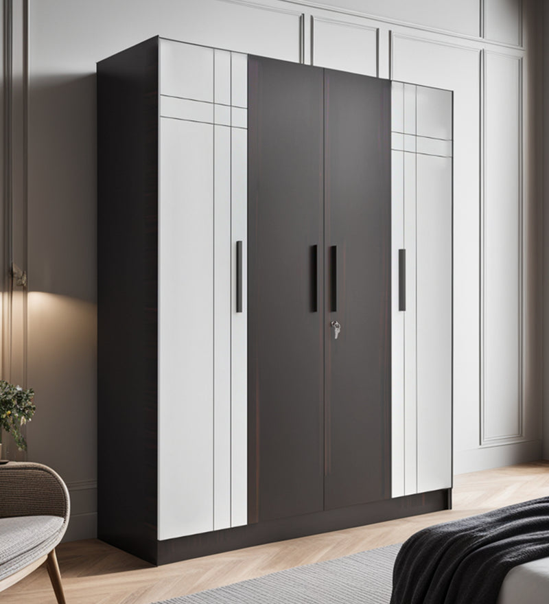 Mustang 4 Door Wardrobe 2 Tone In Frosty White & Dark Maple Colour