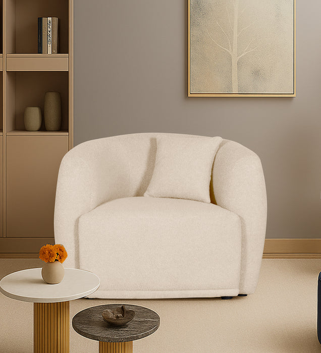 Rosetta Luxury Boucle Fabric 1 Seater Sofa In Cream Color
