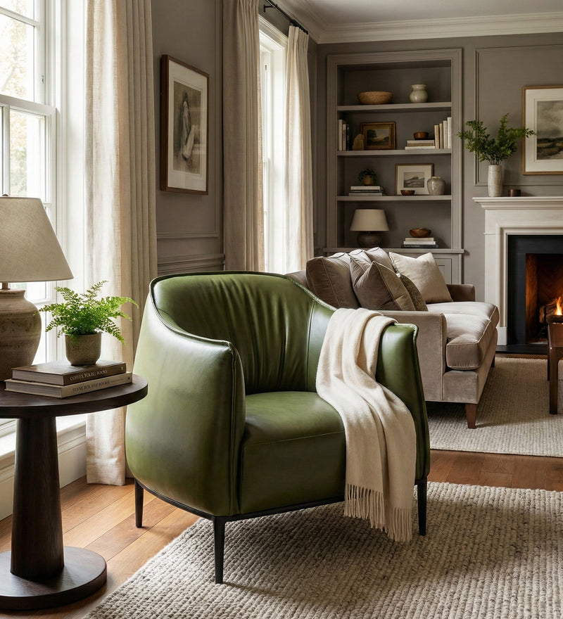 Monarch Leatherette Lounge Chair In Green Color