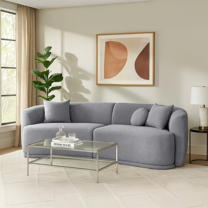 Rosetta Luxury Boucle Fabric Sofa In Grey Color