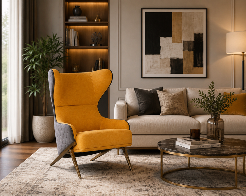 Nexa Lounge Chiar In Yellow & Grey