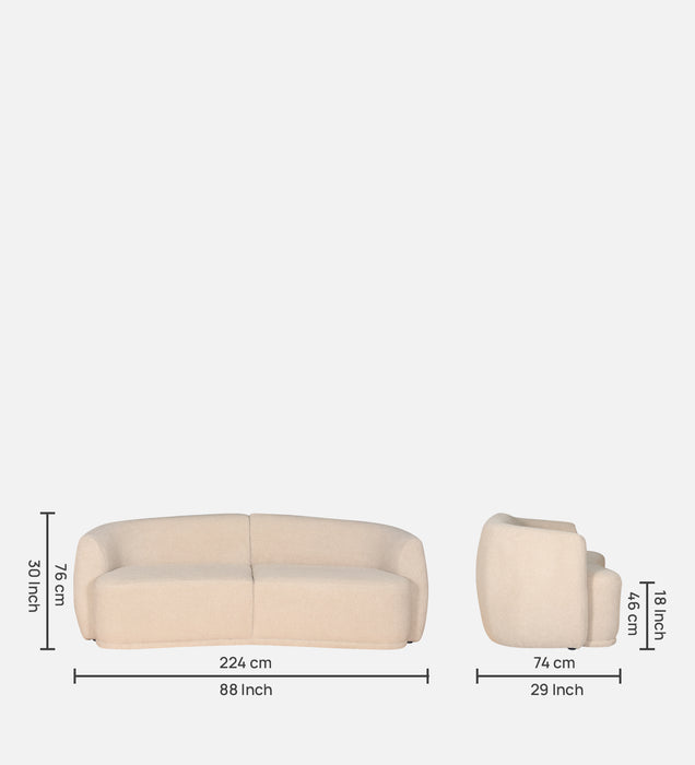 Rosetta Luxury Boucle Fabric 3 Seater Sofa In Cream Color