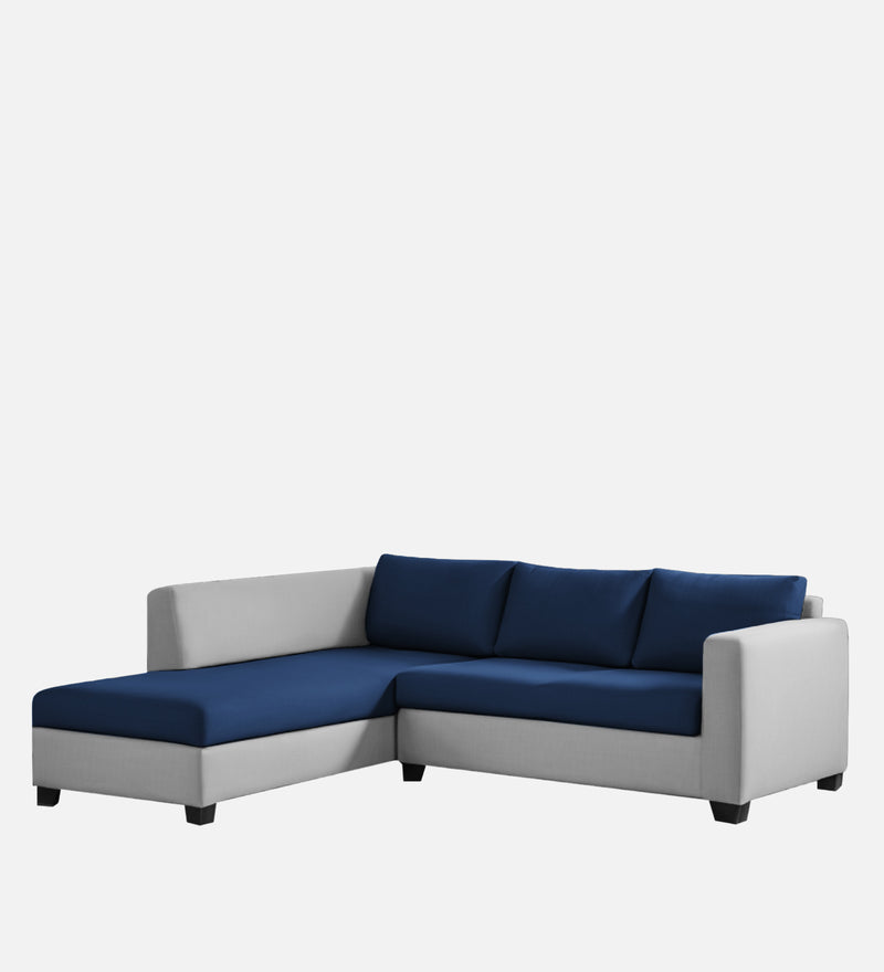 Bliss Fabric LHS 5 Seater Sectional Sofa In Royal Grey & Velvet Blue Colour