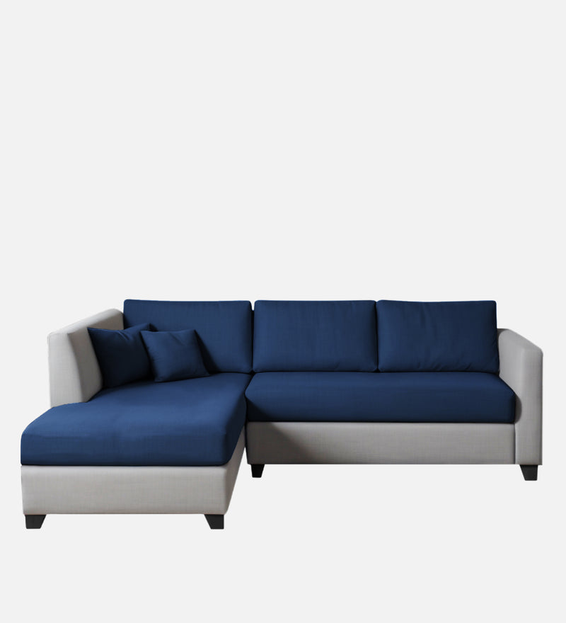 Bliss Fabric LHS 5 Seater Sectional Sofa In Royal Grey & Velvet Blue Colour