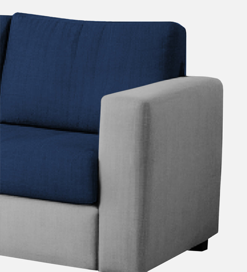 Bliss Fabric LHS 5 Seater Sectional Sofa In Royal Grey & Velvet Blue Colour