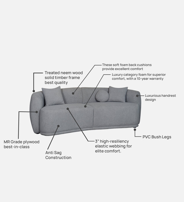 Rosetta Luxury Boucle Fabric Sofa In Grey Color
