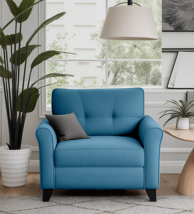 Andrew Fabric 1 Seater sofa In Blue Color