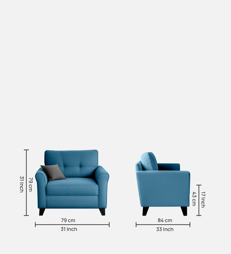 Andrew Fabric 1 Seater sofa In Blue Color