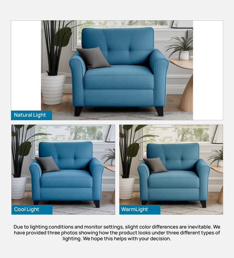 Andrew Fabric 1 Seater sofa In Blue Color