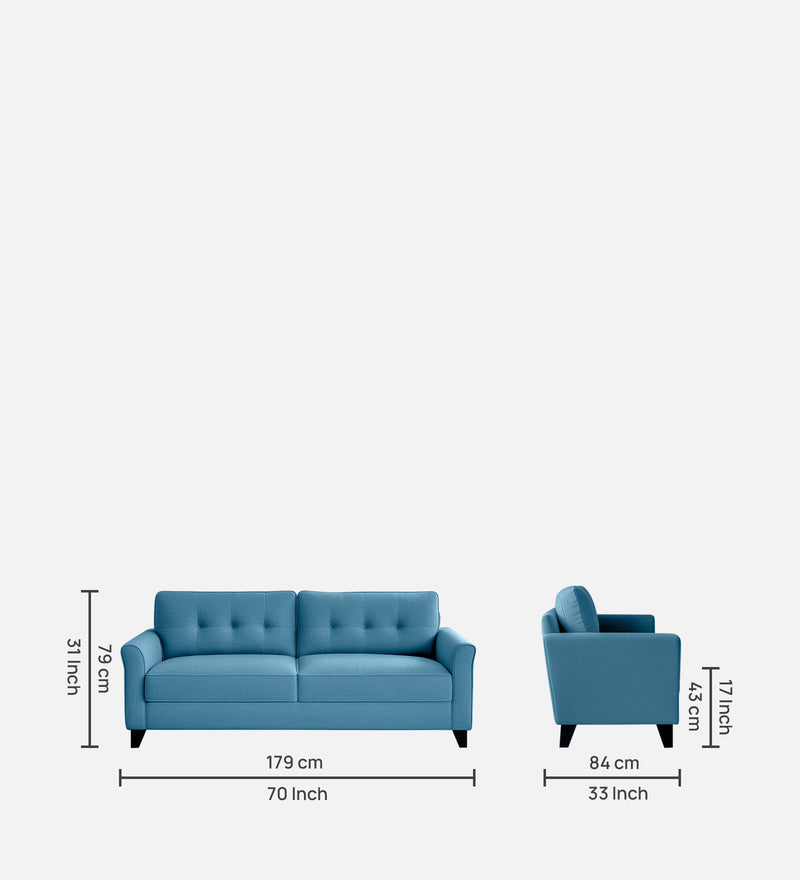 Andrew Fabric 3 Seater sofa In Blue Color
