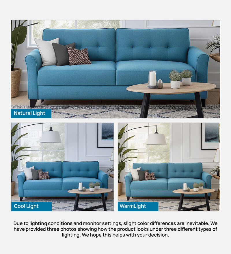 Andrew Fabric 3 Seater sofa In Blue Color