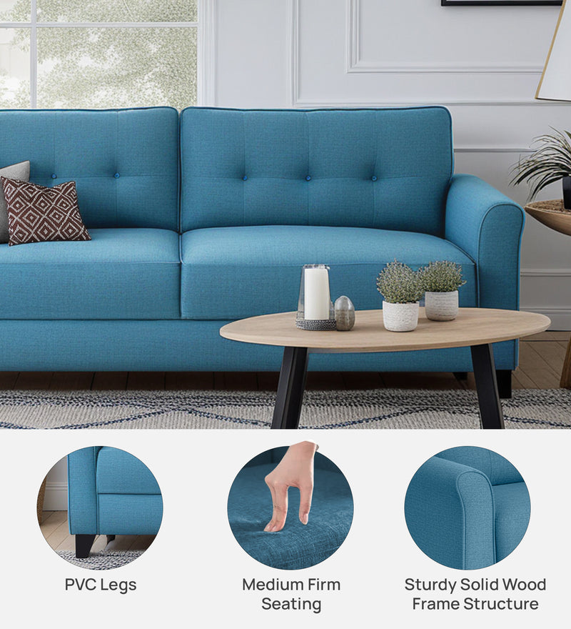 Andrew Fabric 3 Seater sofa In Blue Color