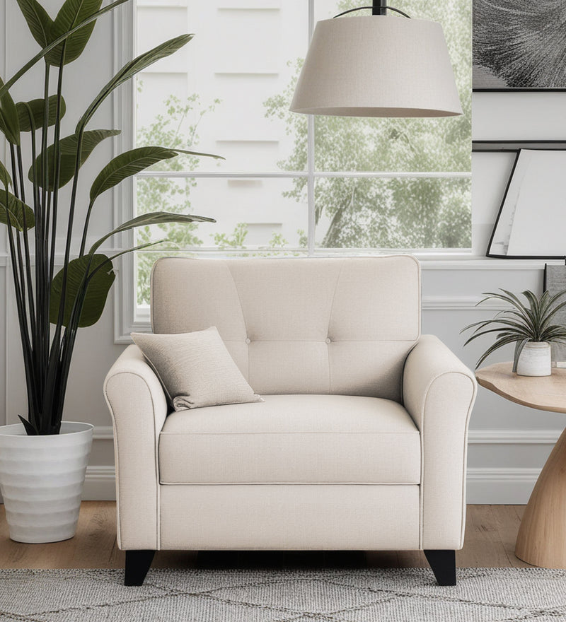 Andrew Velvet 1 Seater Sofa In Camel Beige Color