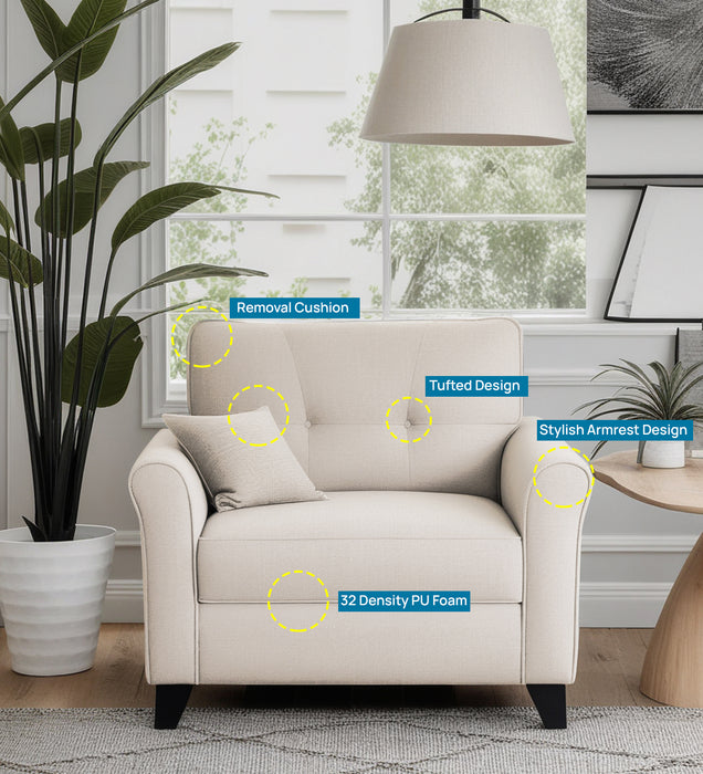 Andrew Velvet 1 Seater Sofa In Camel Beige Color