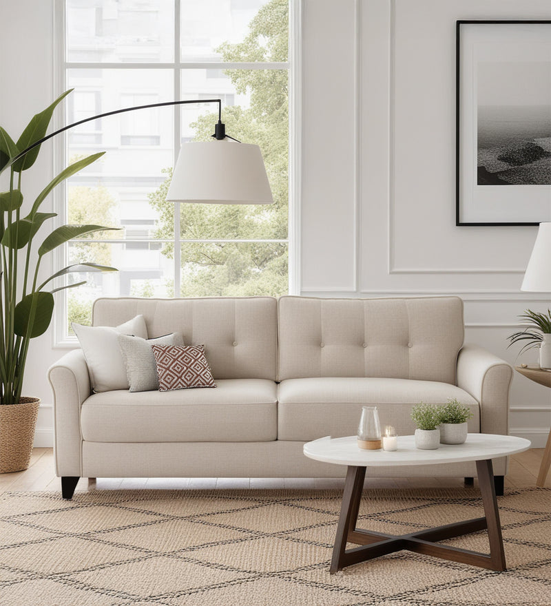 Andrew Velvet 3 Seater Sofa In Camel Beige Color