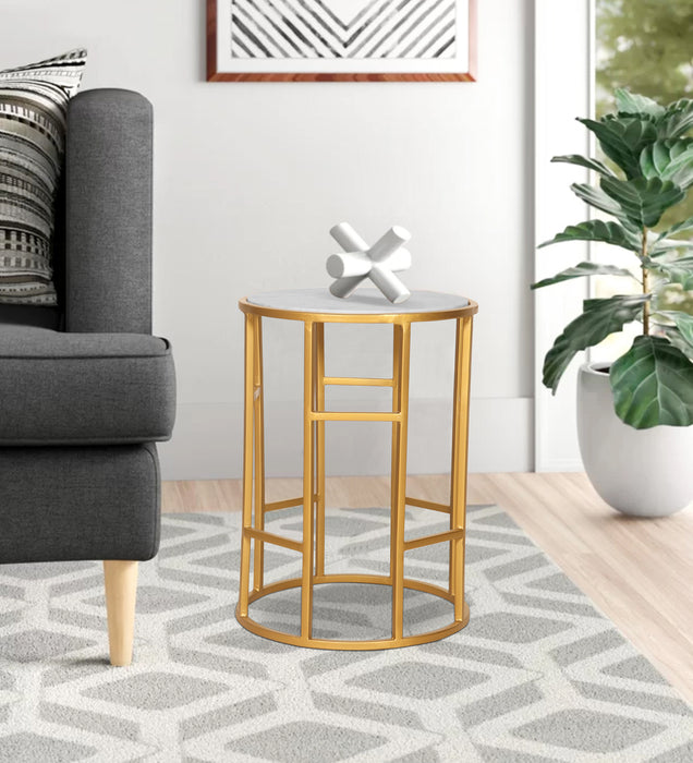 Andrew Metal End Table in Golden & White Finish