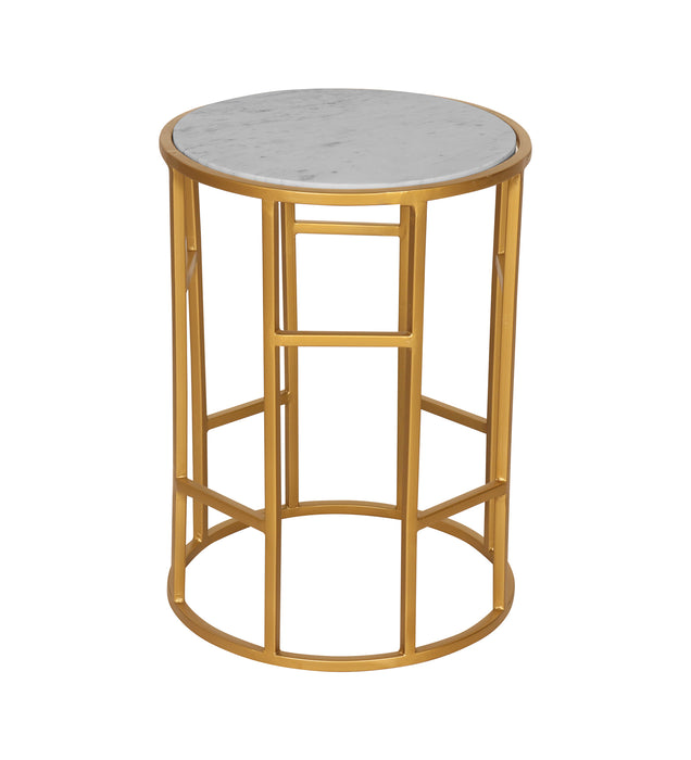 Andrew Metal End Table in Golden & White Finish