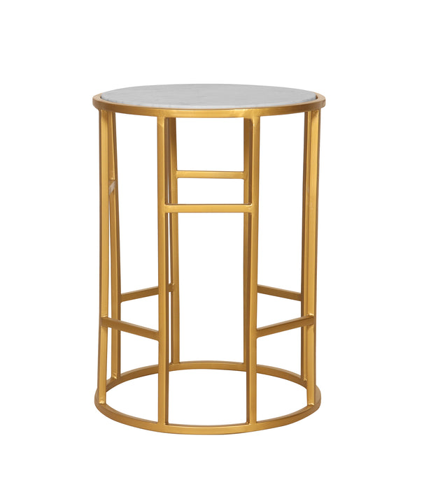 Andrew Metal End Table in Golden & White Finish