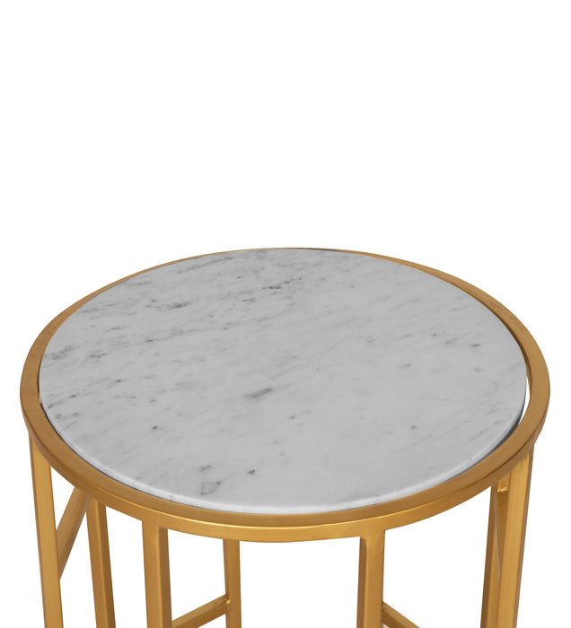 Andrew Metal End Table in Golden & White Finish