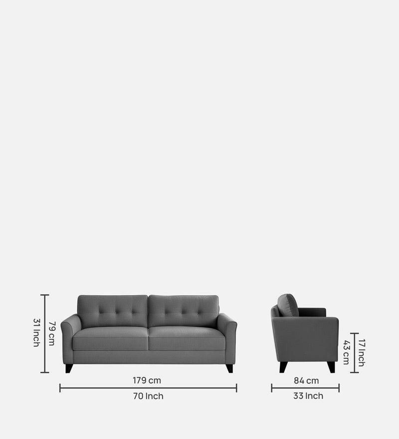 Andrew Fabric 3 Seater sofa In Grey Color