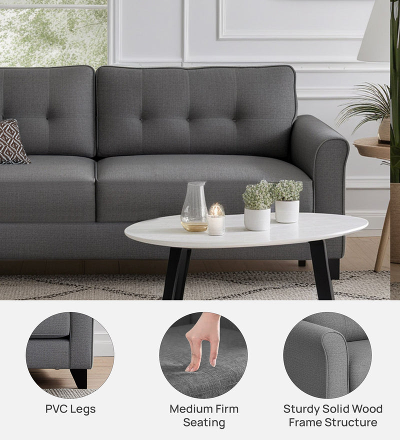 Andrew Fabric 3 Seater sofa In Grey Color