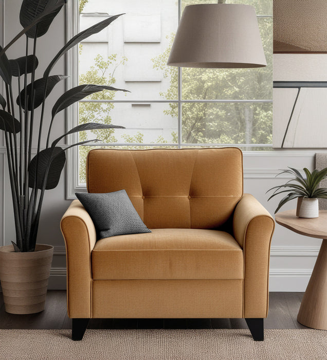 Andrew Velvet 1 Seater Sofa In Brown Color