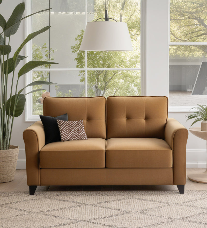 Andrew Velvet 2 Seater Sofa In Brown Color