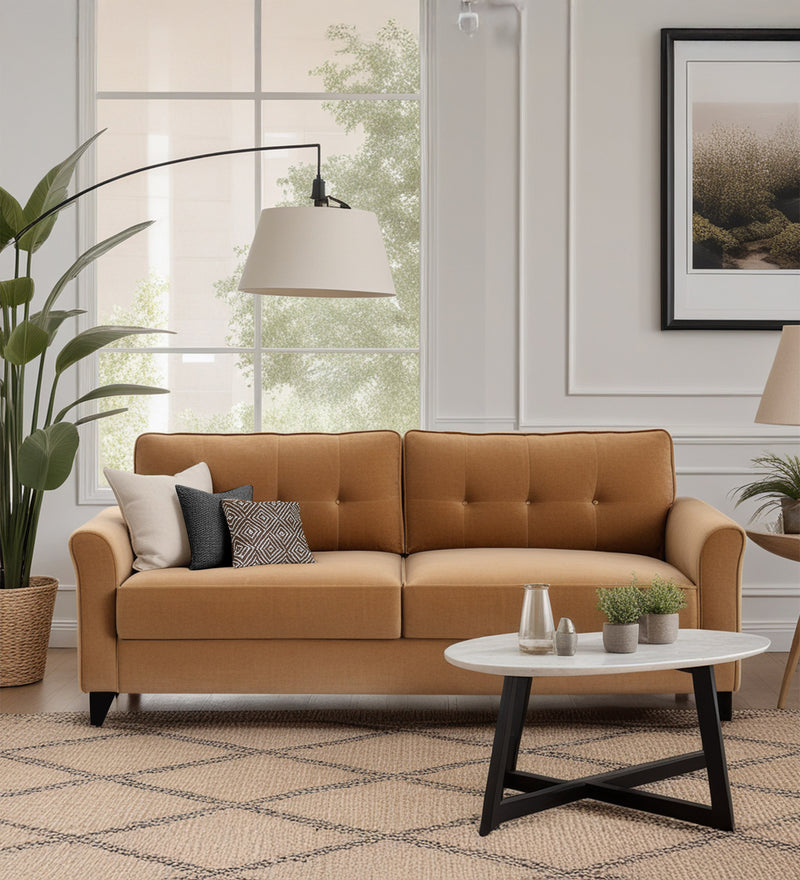 Andrew Velvet 3 Seater Sofa In Brown Color