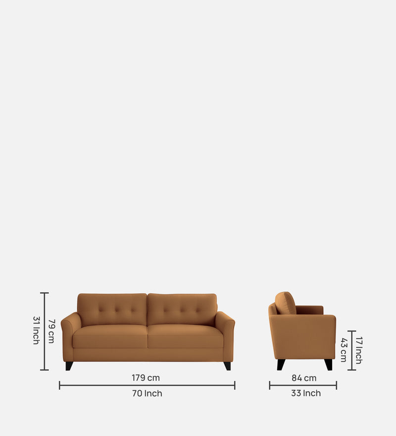 Andrew Velvet 3 Seater Sofa In Brown Color
