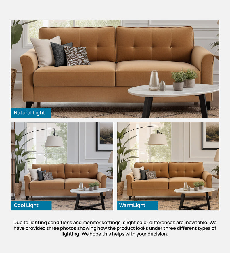 Andrew Velvet 3 Seater Sofa In Brown Color