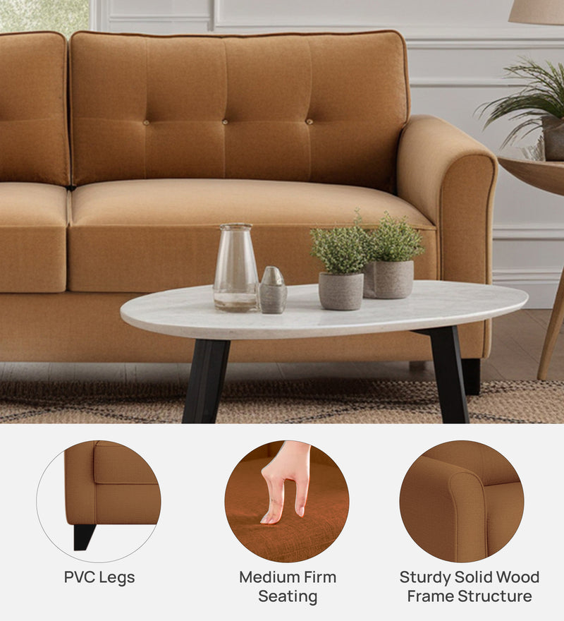 Andrew Velvet 3 Seater Sofa In Brown Color