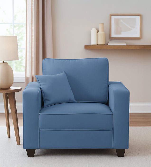 Aristocrat Velvet 1 Seater Sofa in Baltic Blue Colour