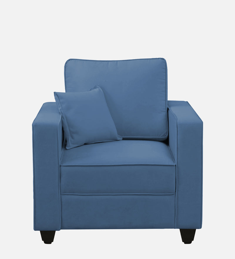 Aristocrat Velvet 1 Seater Sofa in Baltic Blue Colour