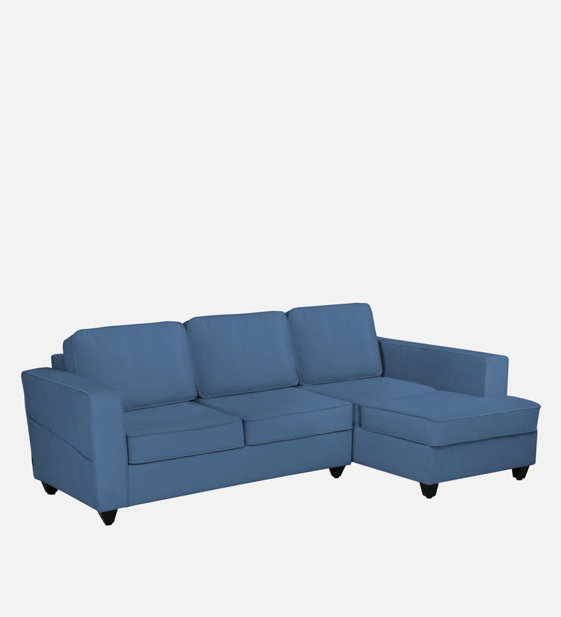 Aristocrat Velvet RHS 5 Seater Sectional Sofa in Baltic Blue Colour