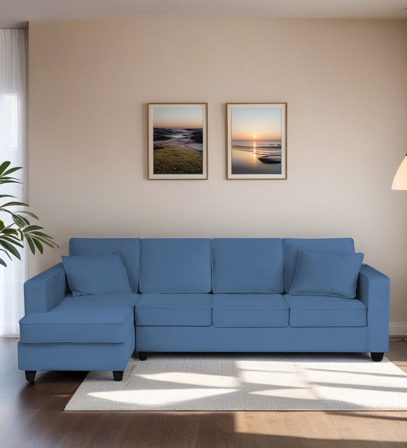 Aristocrat Velvet LHS 6 Seater Sectional Sofa in Baltic Blue Colour