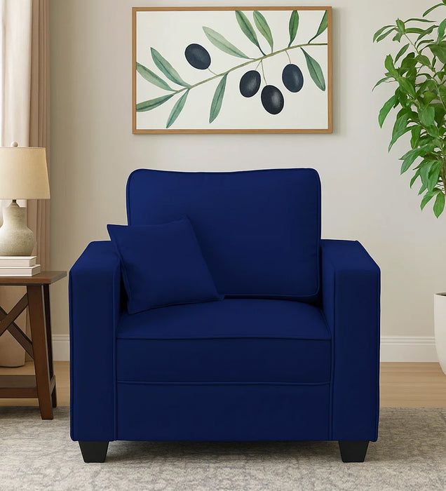 Aristocrat Velvet 1 Seater Sofa in Blue Colour