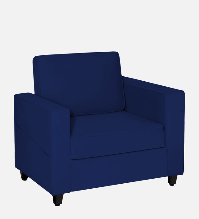 Aristocrat Velvet 1 Seater Sofa in Blue Colour