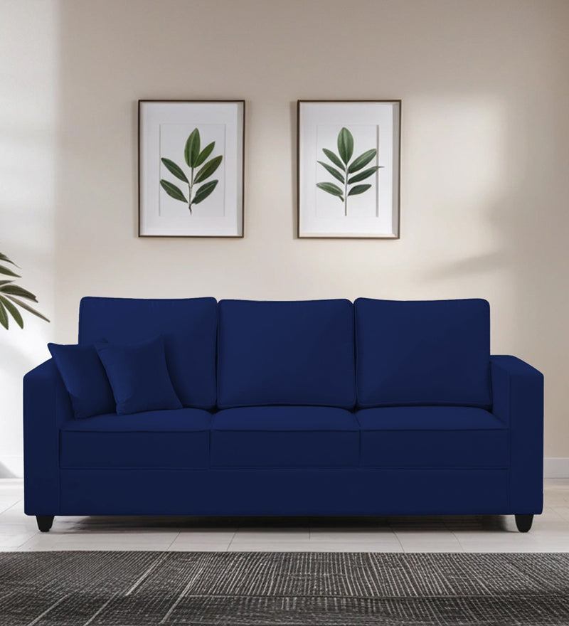 Aristocrat Velvet 3 Seater Sofa in Blue Colour