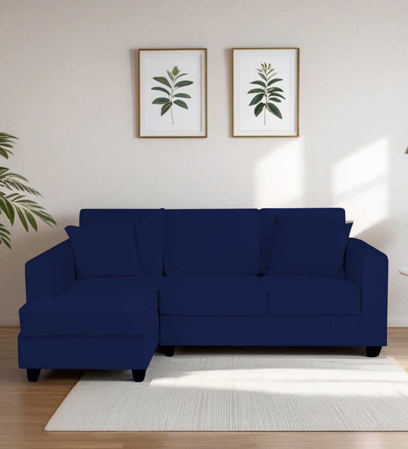 Aristocrat Velvet LHS 5 Seater Sectional Sofa in Blue Colour