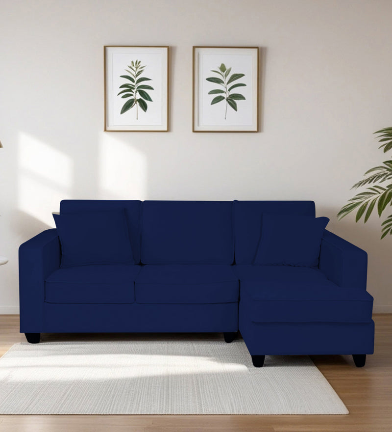 Aristocrat Velvet RHS 5 Seater Sectional Sofa in Blue Colour