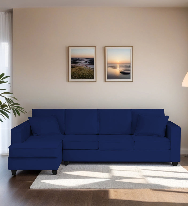 Aristocrat Velvet LHS 6 Seater Sectional Sofa in Blue Colour