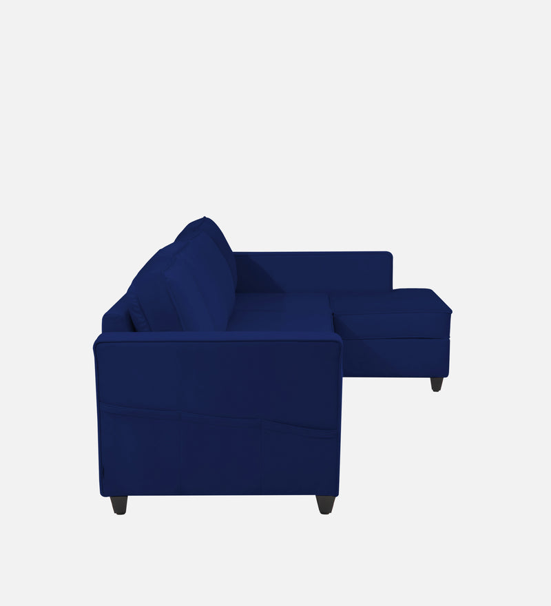 Aristocrat Velvet RHS 6 Seater Sectional Sofa in Blue Colour