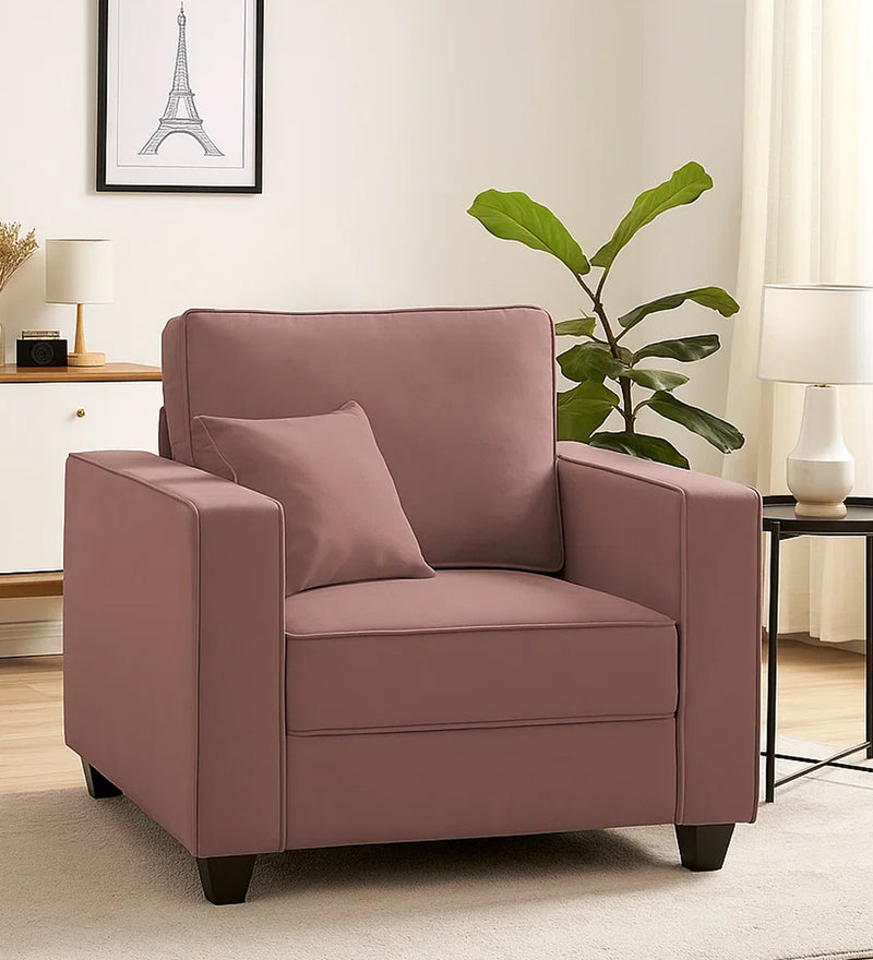 Aristocrat Velvet 1 Seater Sofa in Berry Wine Colour