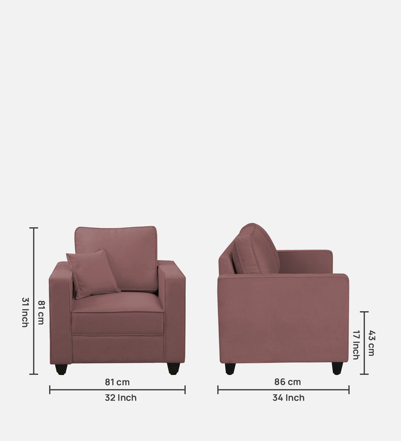 Aristocrat Velvet 1 Seater Sofa in Berry Wine Colour