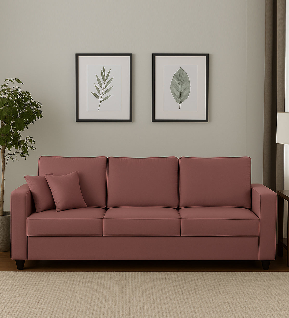 Aristocrat Velvet 3 Seater Sofa in Berry Wine Colour — TREVI FURNITURE
