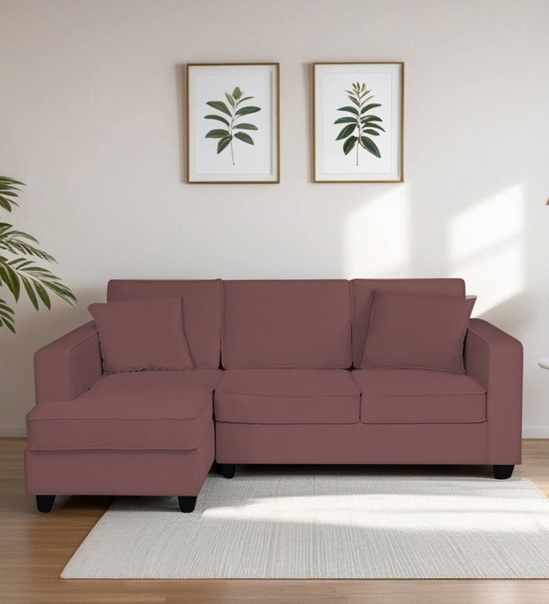 Aristocrat Velvet LHS 5 Seater Sectional Sofa in Berry Wine Colour