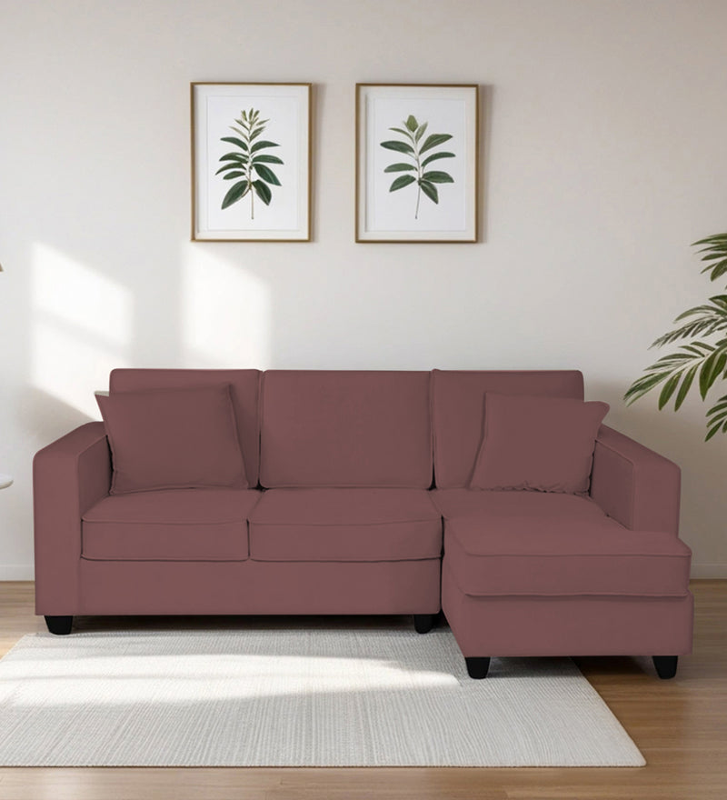 Aristocrat Velvet RHS 5 Seater Sectional Sofa in Berry Wine Colour